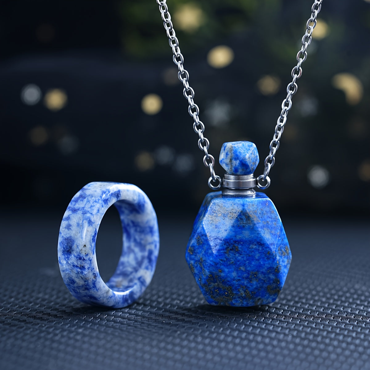 2 pièces Bouteille d'Aromathérapie en Pierre Naturelle Sculptée Amethyste Quartz Rose, Collier Pendentif Minimaliste Unisex pour Port quotidien et Superposition de Couches Cadeaux Classiques Mariage Demoiselle D’honneur Trésor des Fêtes (Halloween Noël Po