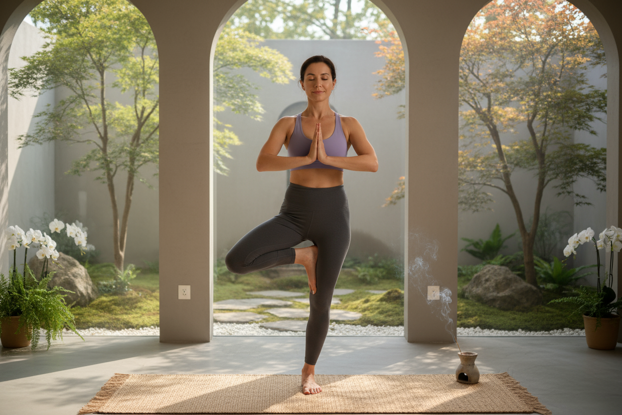 femme en pleine seance de yoga