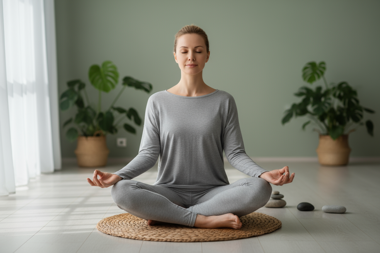 une femme en pleine méditation yoga